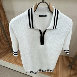 Balmain Monogram Wool Polo Shirt