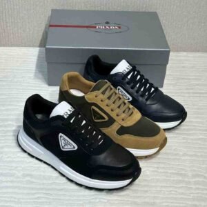 Prada Nubuck and Nylon High-Top Sneakers