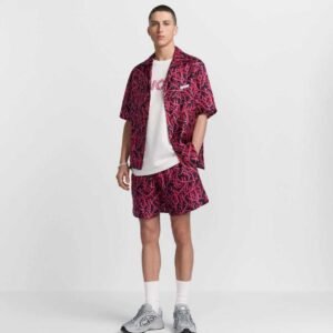 Dior Italic Short-Sleeved Shirt Black and Red