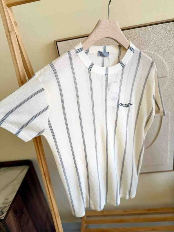 Christian Dior Couture T-Shirt, Relaxed Fit Beige Striped - Image 2