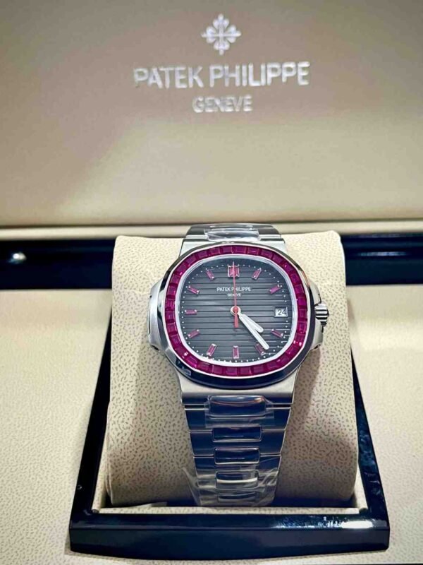 Patek Philippe Nautilus in Platinum - Ruby Bezel - Image 3