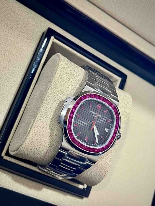 Patek Philippe Nautilus in Platinum - Ruby Bezel - Image 2