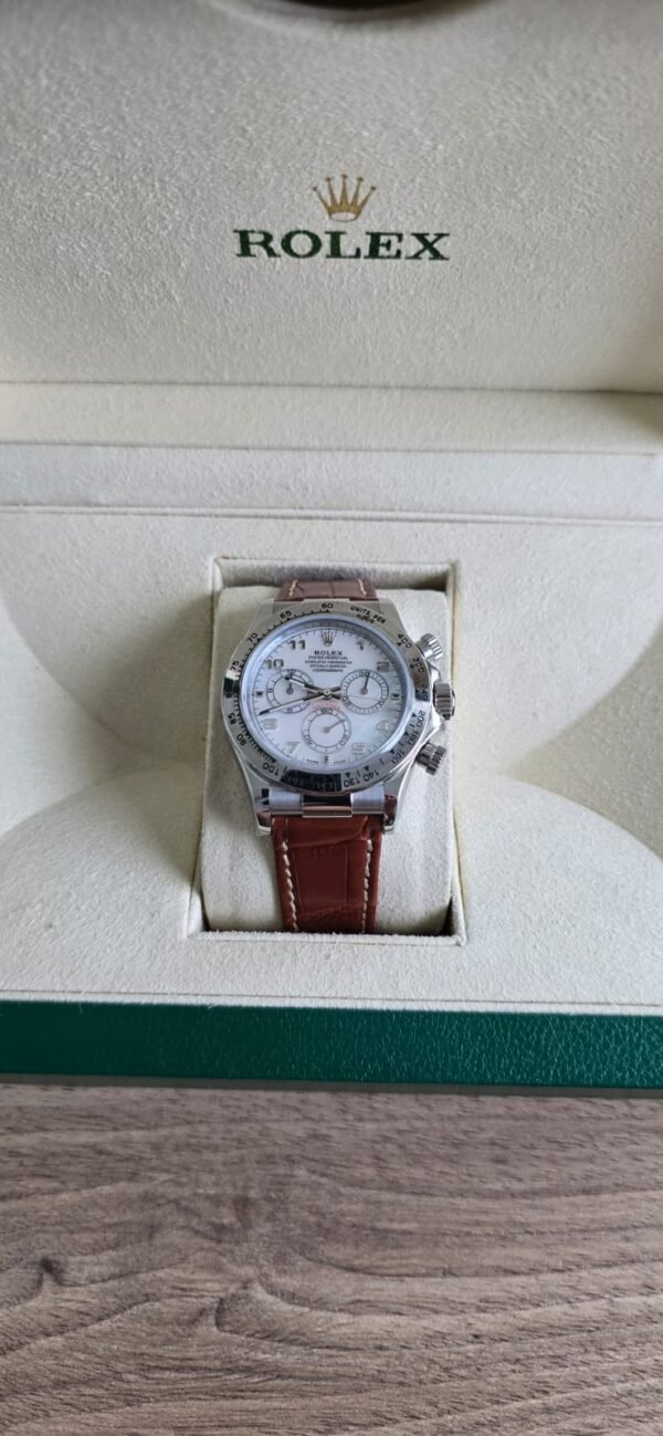 Rolex Daytona White Gold Brown Strap Chronograph - Image 2