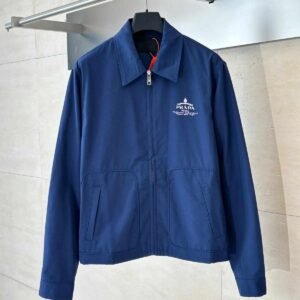 Baltic Blue Cotton Blend Blouson Jacket | PRADA