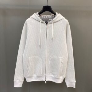 Men DIOR Hooded Track Jacket Blue Cotton And Cashmere Knit