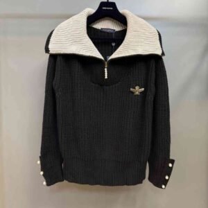 LV Chunky Wool-Blend Half-Zip Pullover
