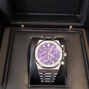 Audemars Piguet Royal Oak Chronograph 41mm White Gold Bracelet Purple Dial Replica Mans Watch-26240BC.OO.1320BC.01