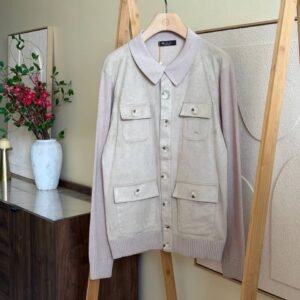 BRUNELLO CUCINELLI suede cardigan cream
