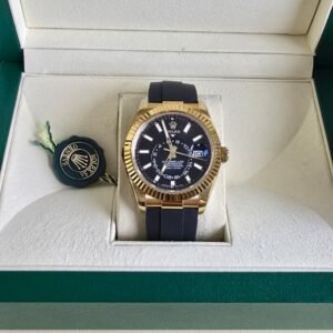 Rolex Yellow Gold Sky-Dweller 42mm Black Index Dial Watch 336238-0002 In Dubai