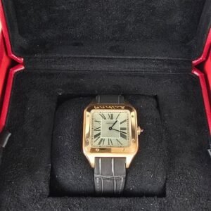 Cartier Santos-Dumont 40mm Rose Gold Large Model Quartz Movement Silver Dial Leather Watch In Dubai