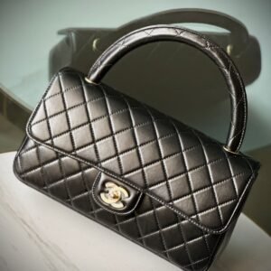Chanel Black Quilted Leather Medium Kelly Classic Flap Bag In Dubai