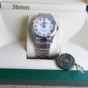 Rolex Datejust 36mm Stainless Steel White Roman Dial Watch 126200-0008