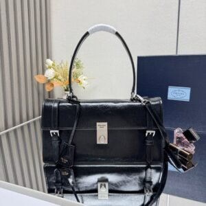Prada Black Soft Leather Medium Shoulder Bag