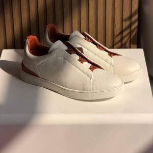 ZEGNA Triple Stitch Deerskin Leather Slip-On Sneaker