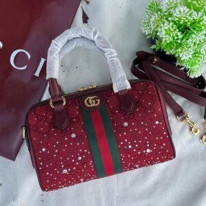 Gucci Ophidia Crystals Small Boston Bag