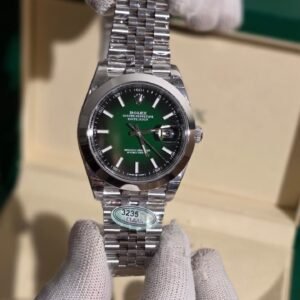 Rolex Datejust 41 with a mint green dial and a steel Jubilee bracelet