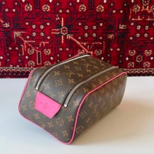 Louis Vuitton Locker Dopp Kit Monogram pink leather piping and trim
