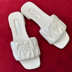 Miu Miu Nappa Matelassé Slide Sandals