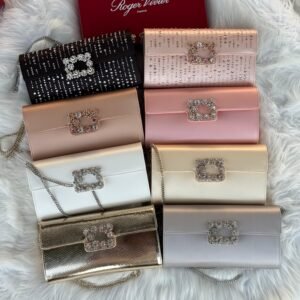 Roger Vivier Efflorescence or Flower Strass satin clutches