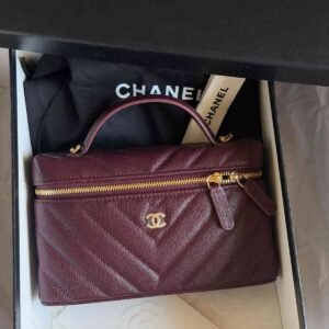 Chanel Caviar Chevron Quilted Top Handle